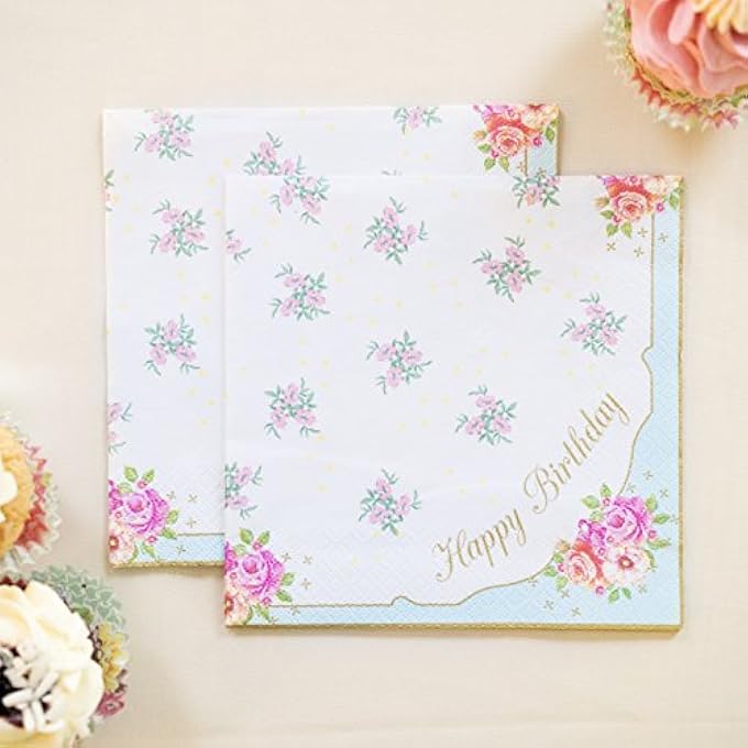 TRULY SCRUMPTIOUS HAPPY BIRTHDAY FLORAL PAPER NAPKIN 20-PACK, MULTICOLOR - Image 2